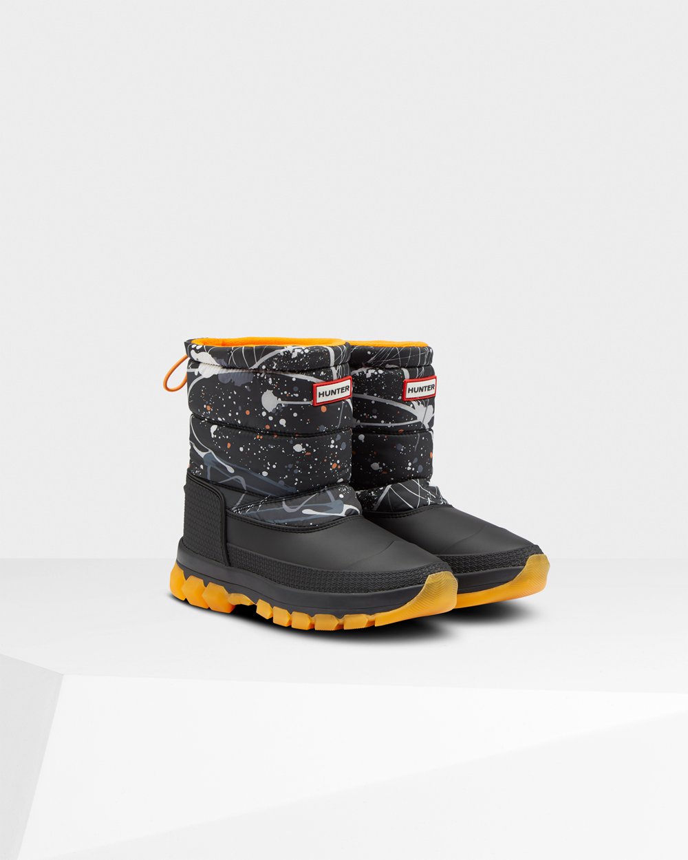 Womens Snow Boots - Hunter Original Printed Insulated Short (76TLUAQPH) - Grey Black